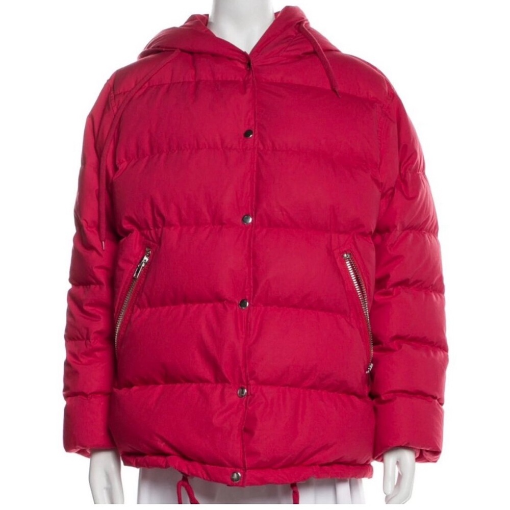 Maje Hooded Down Red Puffer Jacket